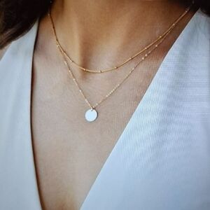 Mevecco Layered Gold Plated Bead‎ Chain, Simple Pendant Elegant Necklaces New